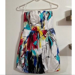 Necessary Objects “Abstract” Strapless Dress